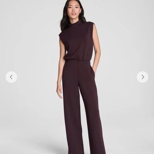 Brand NWT Spanx AirEssentials Mock-Neck Jumpsuit, XL Brown